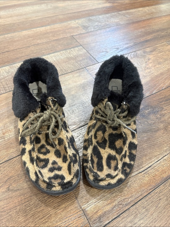 Hey Dude Shoes - Hey Dude Leopard Print Faux Fur Lined Moccasin Boots